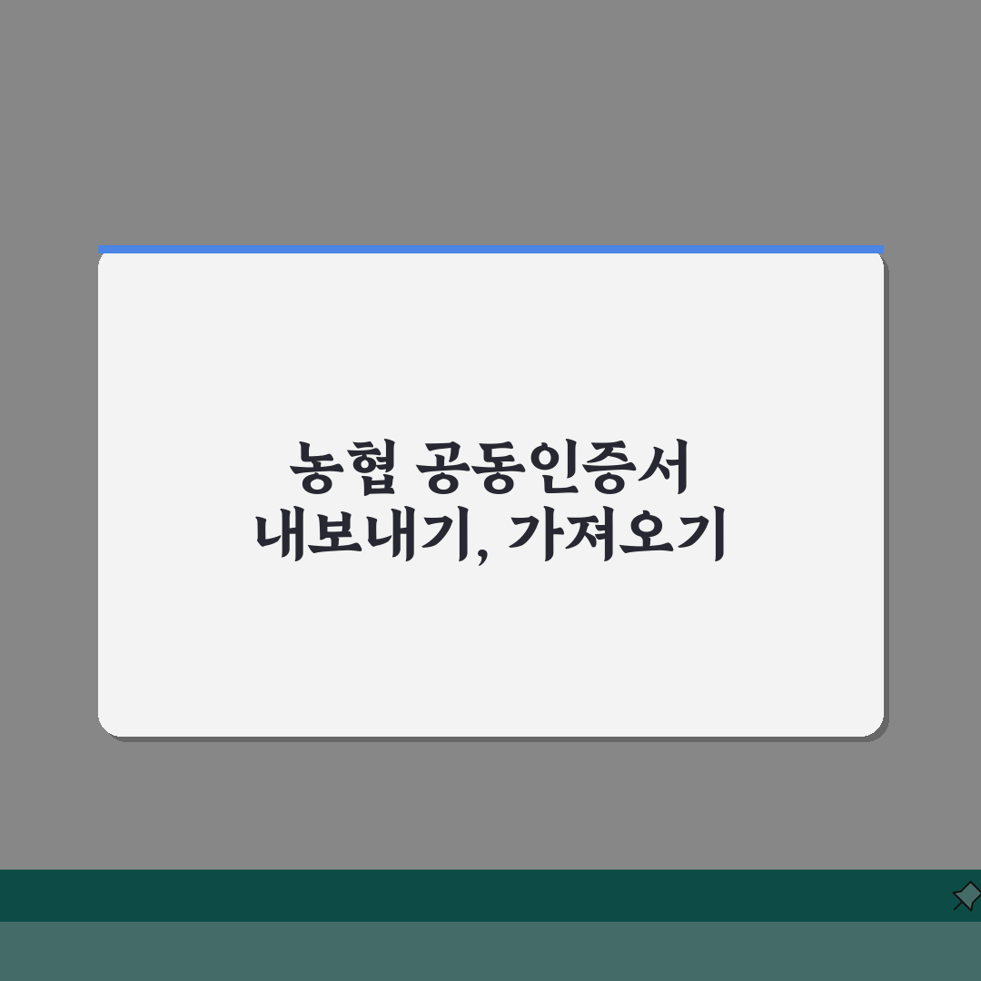 농협 공동인증서 내보내기, 가져오기 방법 정리 꿀팁 공유해요